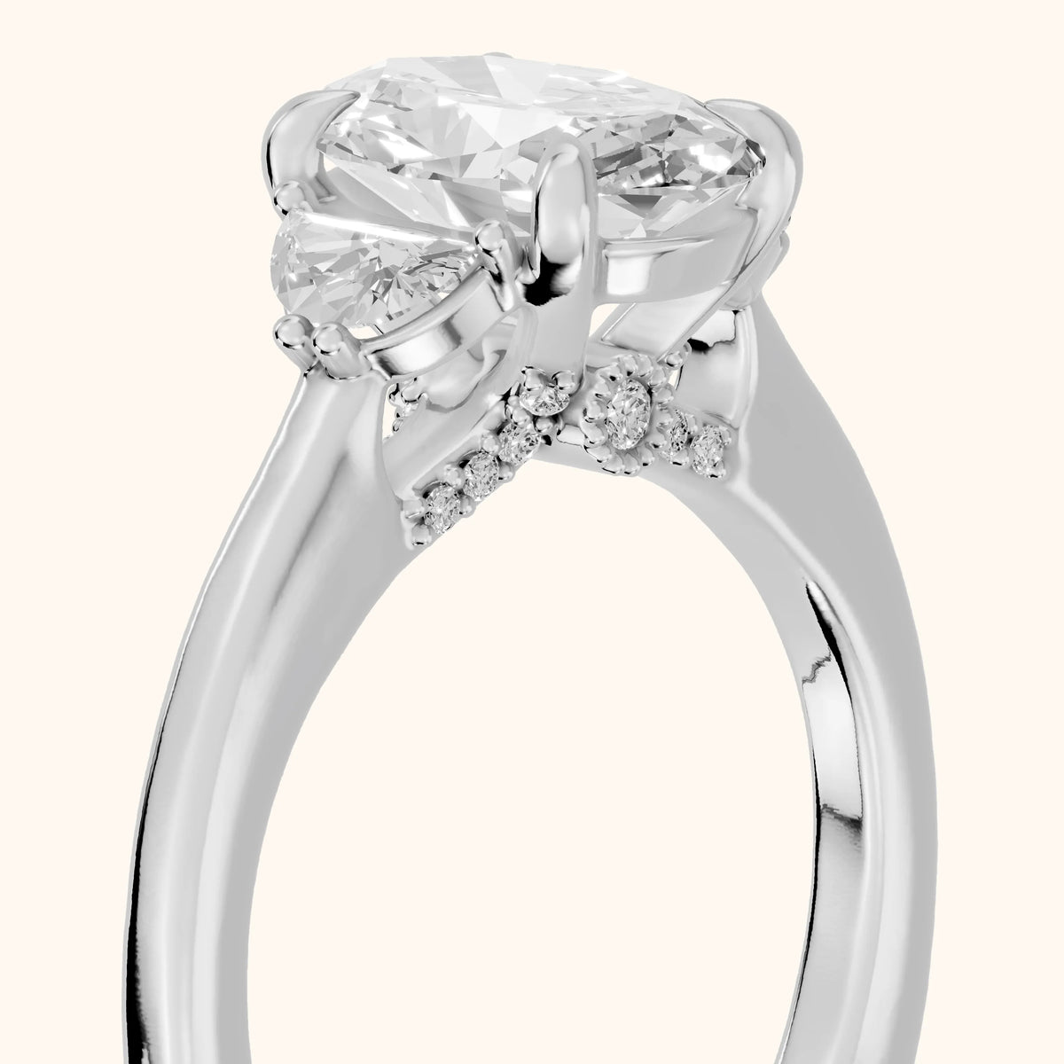 Geneva Half-Moon Three-Stone Oval Diamond Engagement Ring in White Gold - slant-view.webp