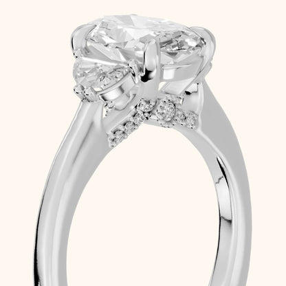 Geneva Half-Moon Three-Stone Oval Diamond Engagement Ring in White Gold - slant-view.webp