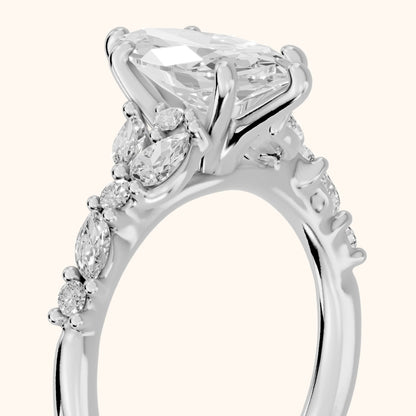 Mesa Vine Cluster Marquise Diamond Engagement Ring in Silver - slant-view.webp