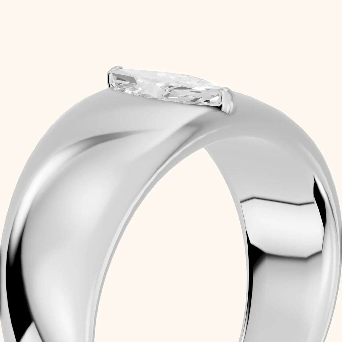 Marta Low Dome Marquise Diamond Wedding Band in Silver - slant-view