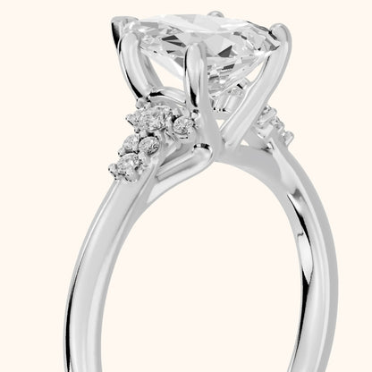 Vail Starburst Cluster Pear Diamond Engagement Ring in White Gold - slant-view.webp