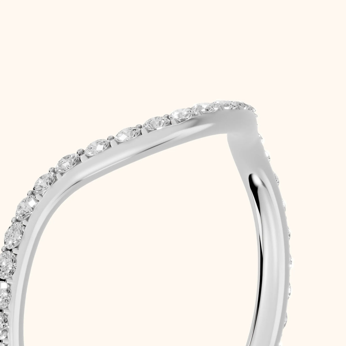 Juliette Contour Round Diamond Stackable Ring in White Gold - slant-view