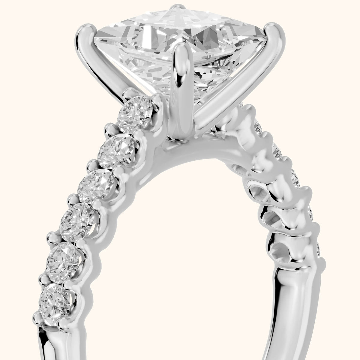 Marcella Cathedral Pavé Princess Diamond Engagement Ring in Platinum - slant-view.webp
