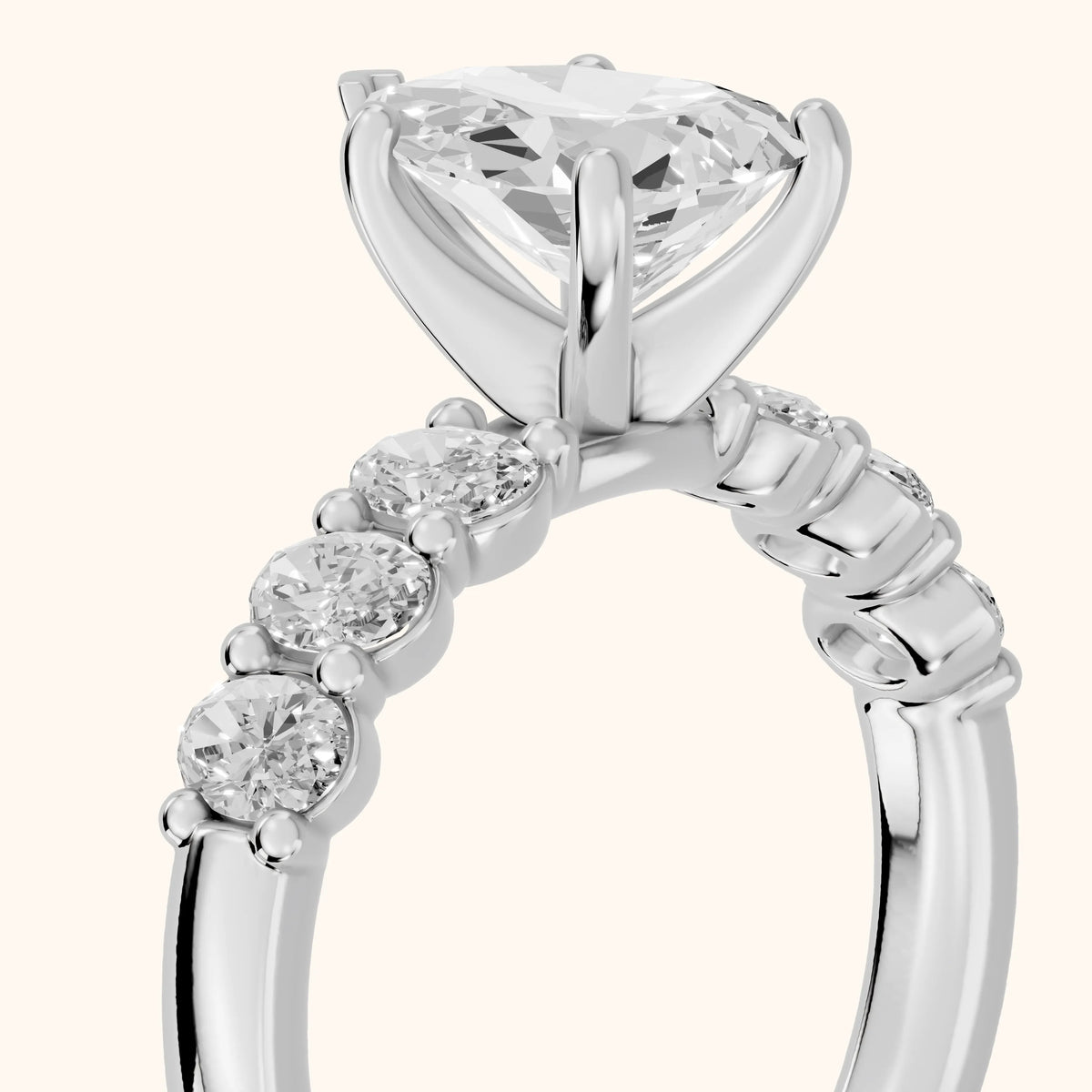 Kiera Graduated Seven-Stone Pear Diamond Engagement Ring in White Gold - slant-view.webp
