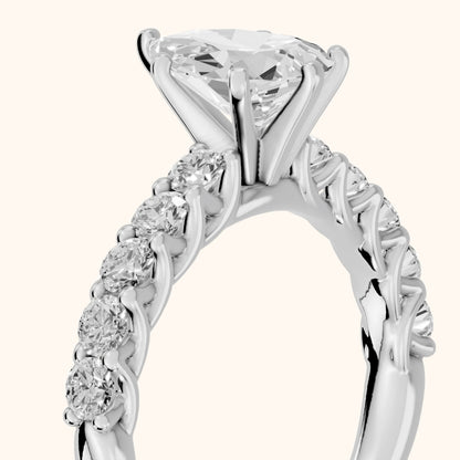 Heloise Statement Pavé Pear Diamond Engagement Ring in Silver - slant-view.webp