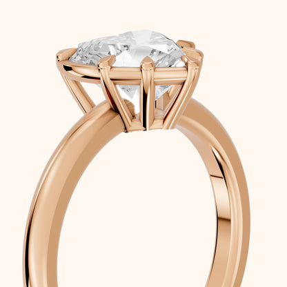 Montauk Crown Solitaire Heart Diamond Engagement Ring in Rose Gold - slant-view.webp