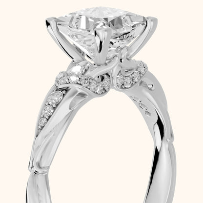 Aster Twist Pavé Princess Diamond Engagement Ring in Silver - slant-view.webp