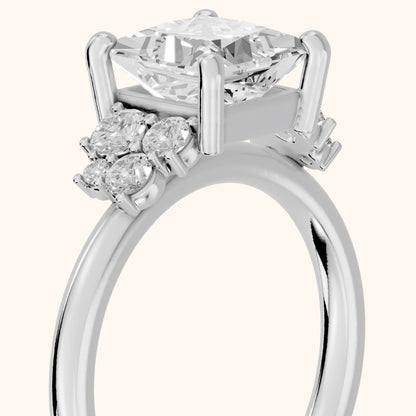 Hannah Cluster Princess Diamond Engagement Ring in Platinum - slant-view.webp