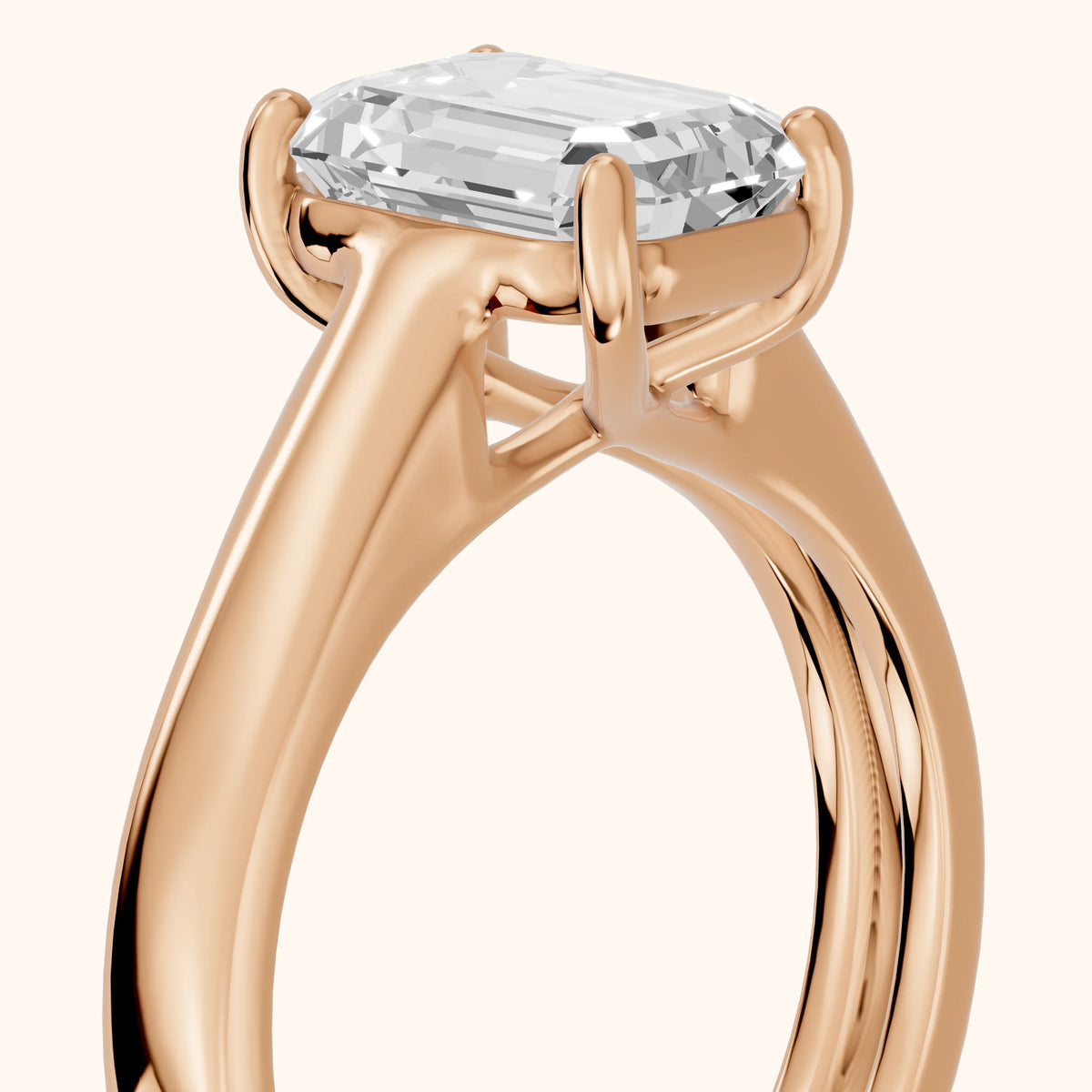 Heather Solitaire Cathedral Emerald Diamond Engagement Ring in Rose Gold - slant-view.webp