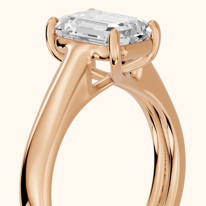 Heather Solitaire Cathedral Emerald Diamond Engagement Ring in Rose Gold - slant-view.webp