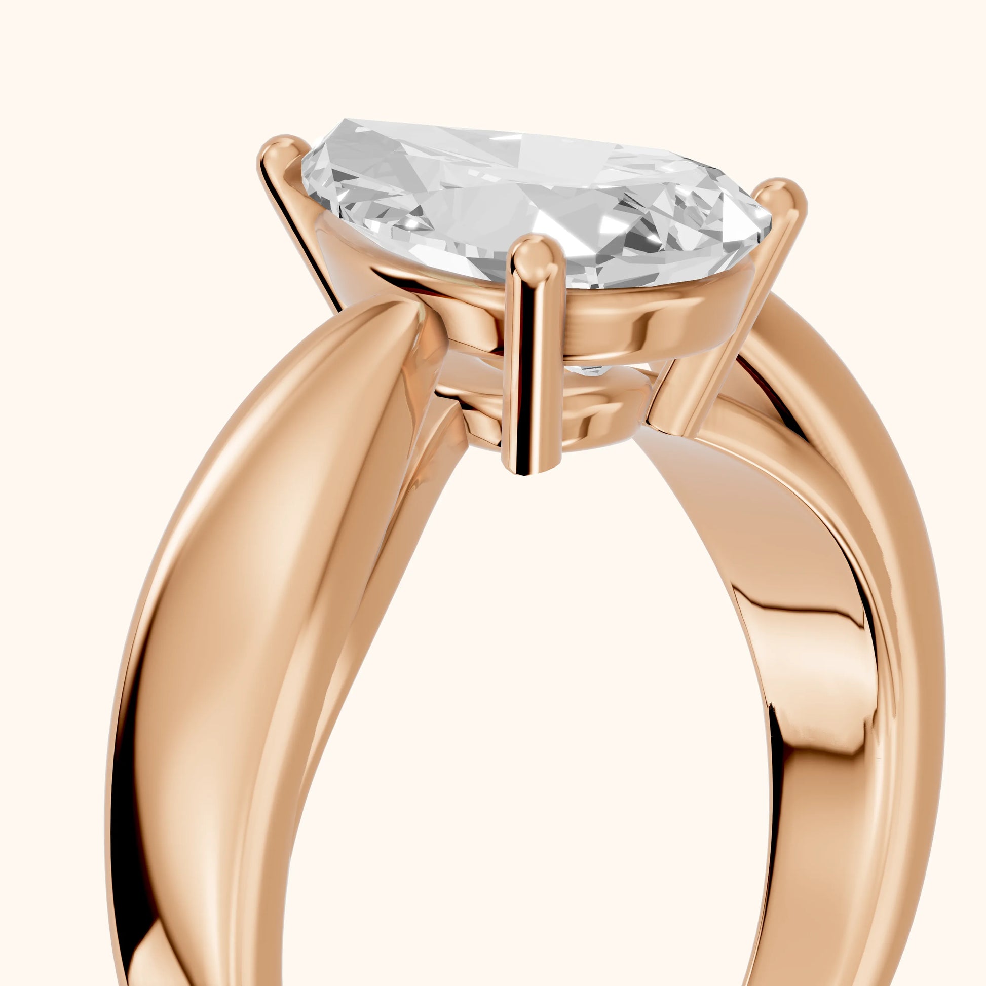 Talia Solitaire Twist Pear Diamond Engagement Ring in Rose Gold - slant-view.webp