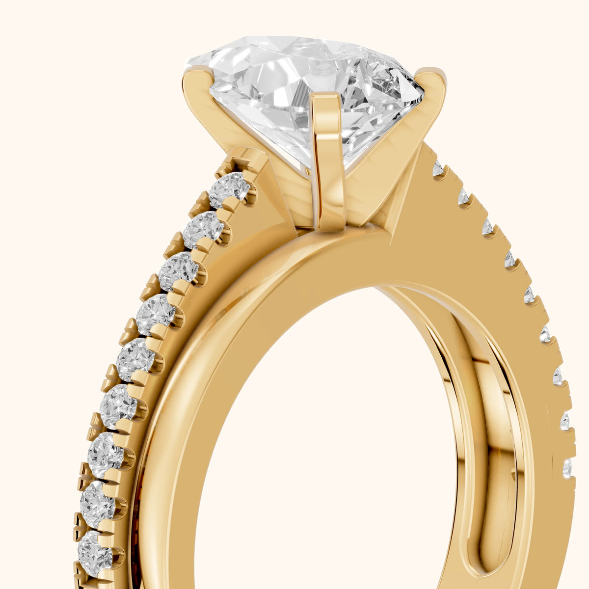 Edith Criss Cross Pavé Pear Diamond Engagement Ring in Yellow Gold - slant-view.webp