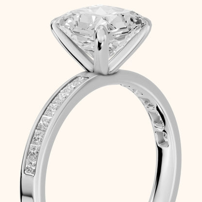 Maren Sidestone Channel Set Radiant Diamond Engagement Ring in Platinum - slant-view.webp