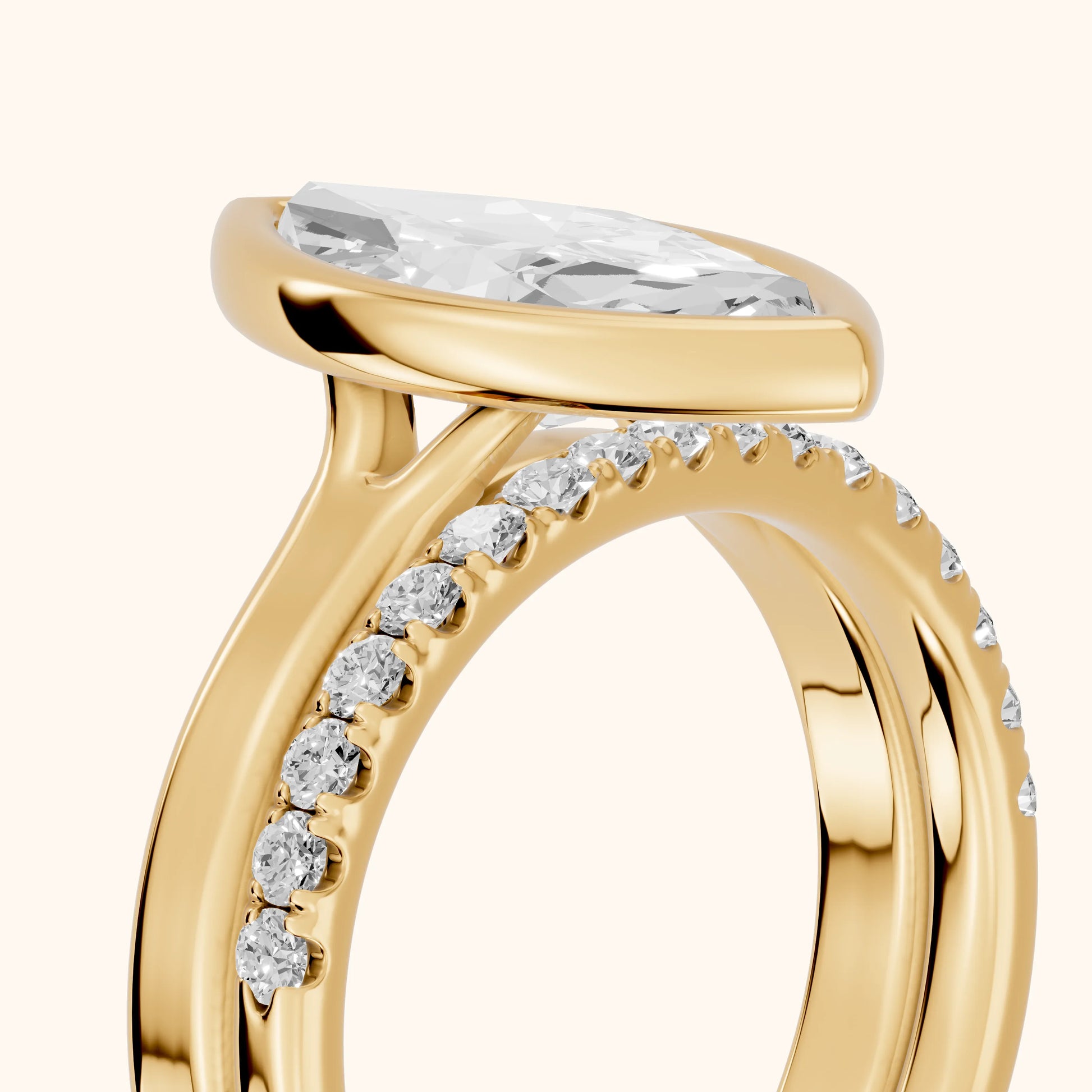 Ayla Bezel Bypass Marquise Diamond Ring in Yellow Gold - slant-view.webp