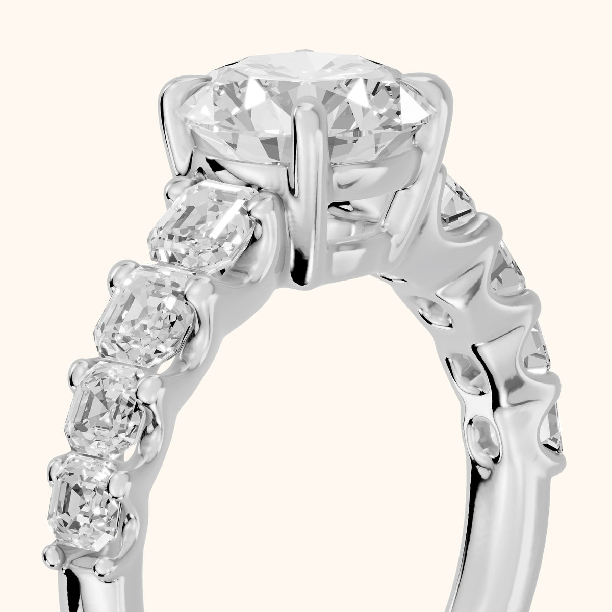 Sonja Graduated Pavé Round Diamond Engagement Ring in Platinum - slant-view.webp