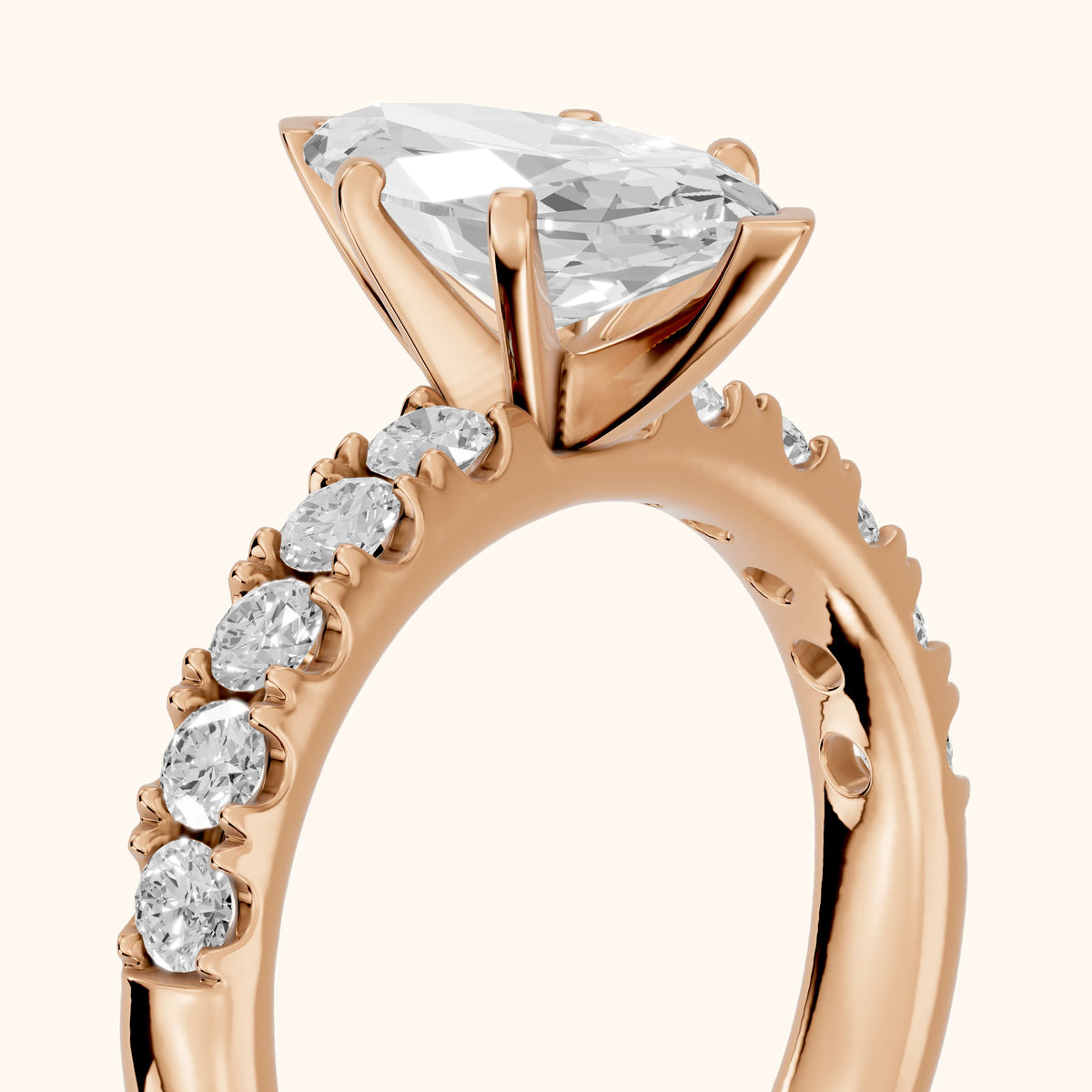 Alix Statement Pavé Marquise Diamond Engagement Ring in Rose Gold - slant-view.webp