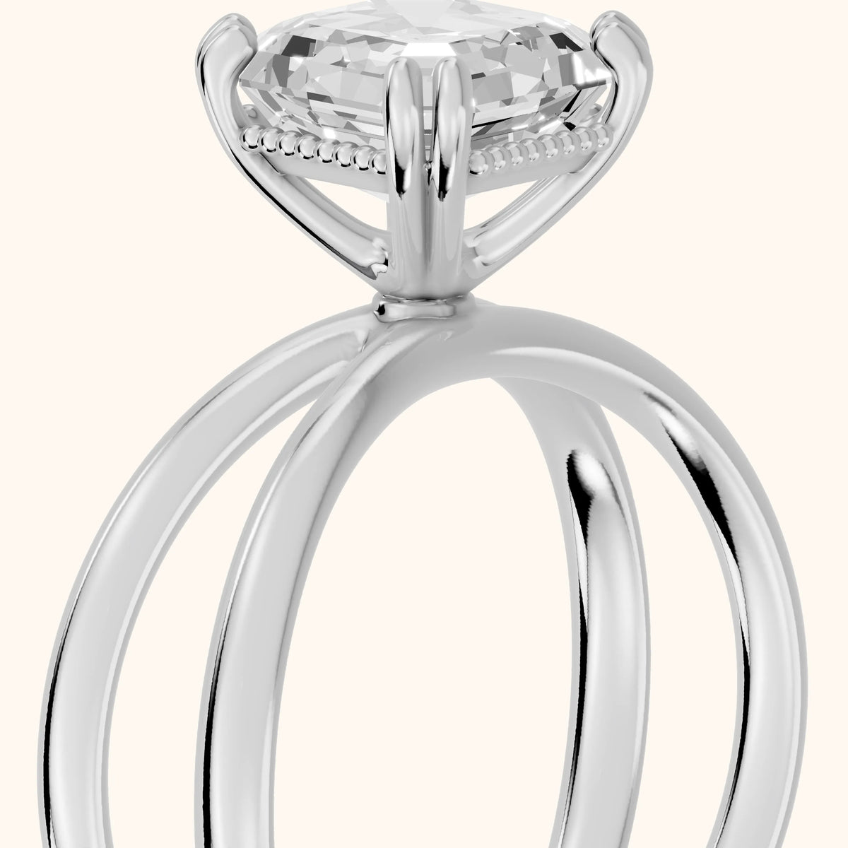 Yvonne Crossover Solitaire Asscher Diamond Engagement Ring in Platinum - slant-view.webp