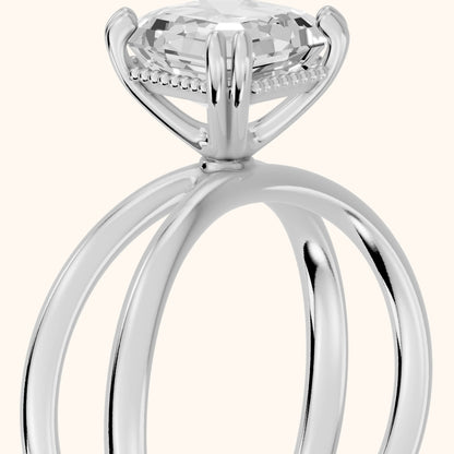 Yvonne Crossover Solitaire Asscher Diamond Engagement Ring in Platinum - slant-view.webp