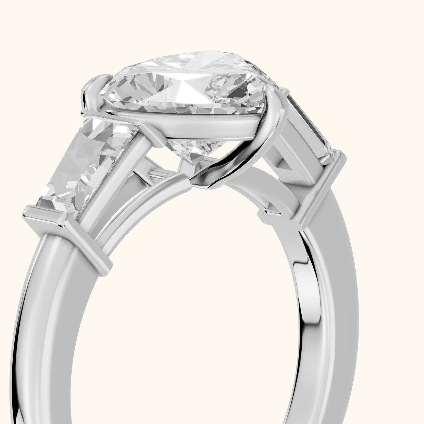 Zelda Tapered Baguette Heart Diamond Engagement Ring in White Gold - slant-view.webp