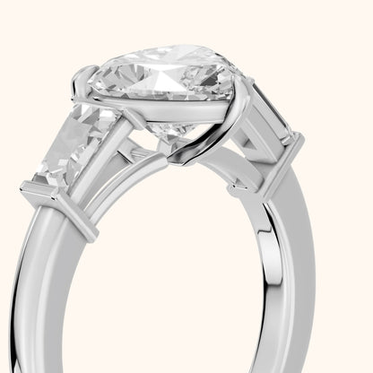 Zelda Tapered Baguette Heart Diamond Engagement Ring in White Gold - slant-view.webp
