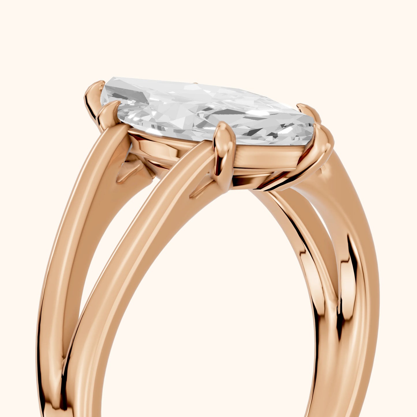 Giselle Solitaire Split Shank Marquise Diamond Engagement Ring in Rose Gold - slant-view.webp