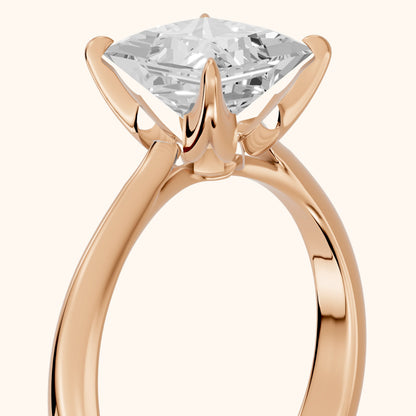 Evie Solitaire Six-Prong Princess Diamond Engagement Ring in Rose Gold - slant-view.webp