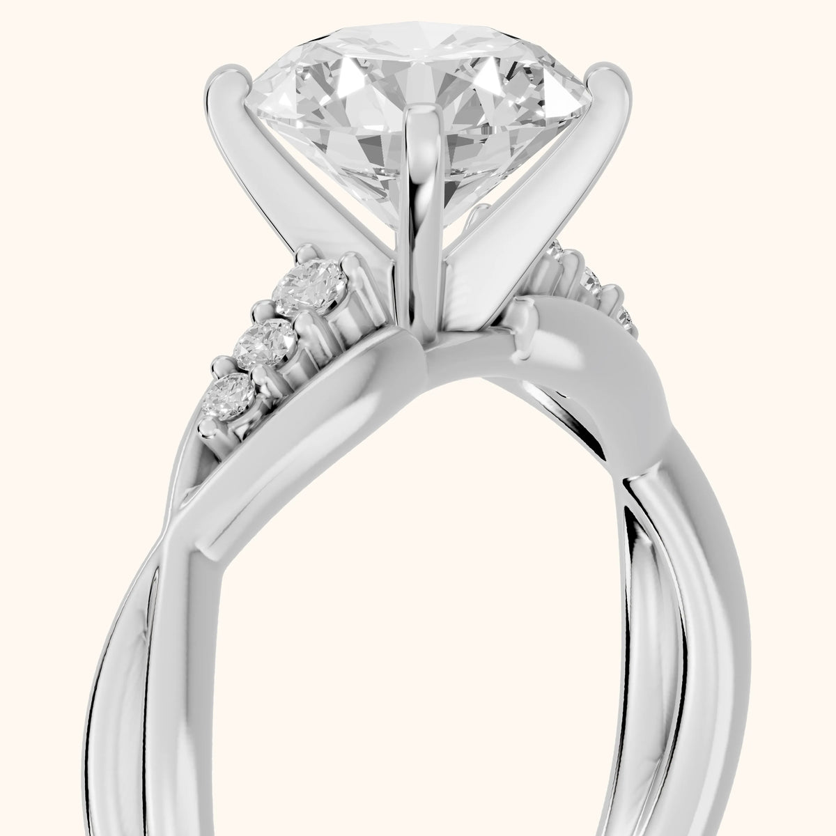 Stefania Twist Round Diamond Engagement Ring in White Gold - slant-view.webp