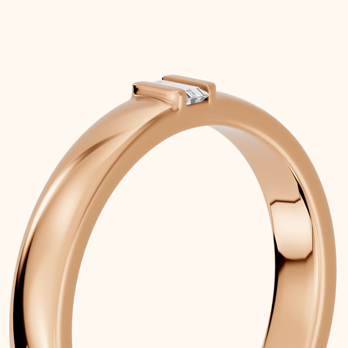 Kalina Channel Set Baguette Diamond Wedding Band in Rose Gold - slant-view
