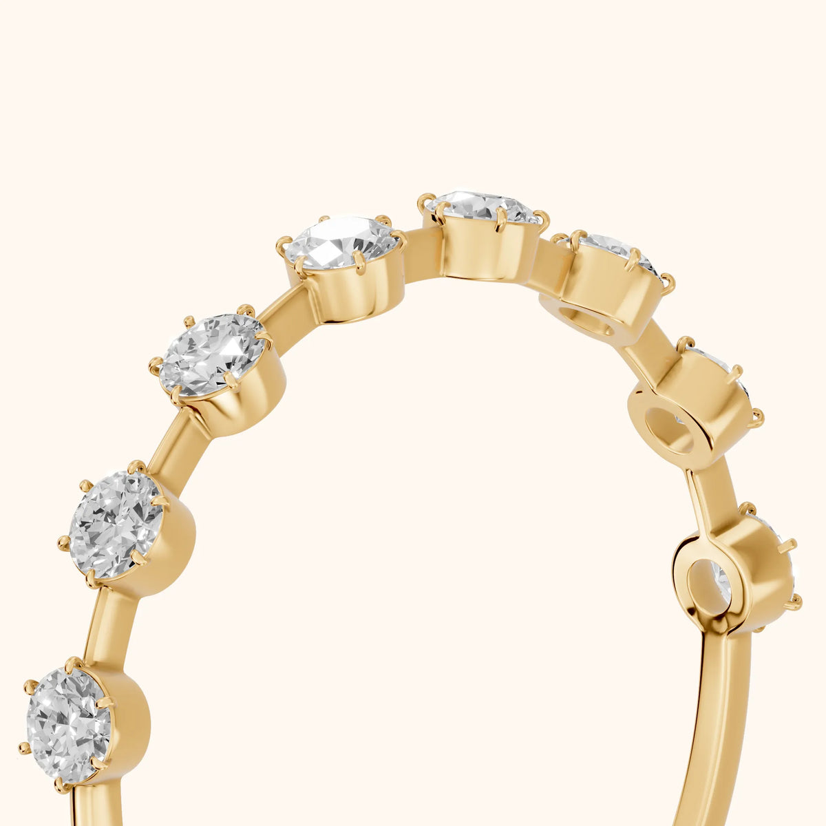Elise Petite Round Diamond Half Eternity Band in Yellow Gold - slant-view