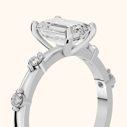 Elena Radiance Solitaire Emerald Diamond Engagement Ring in Platinum - slant-view.webp