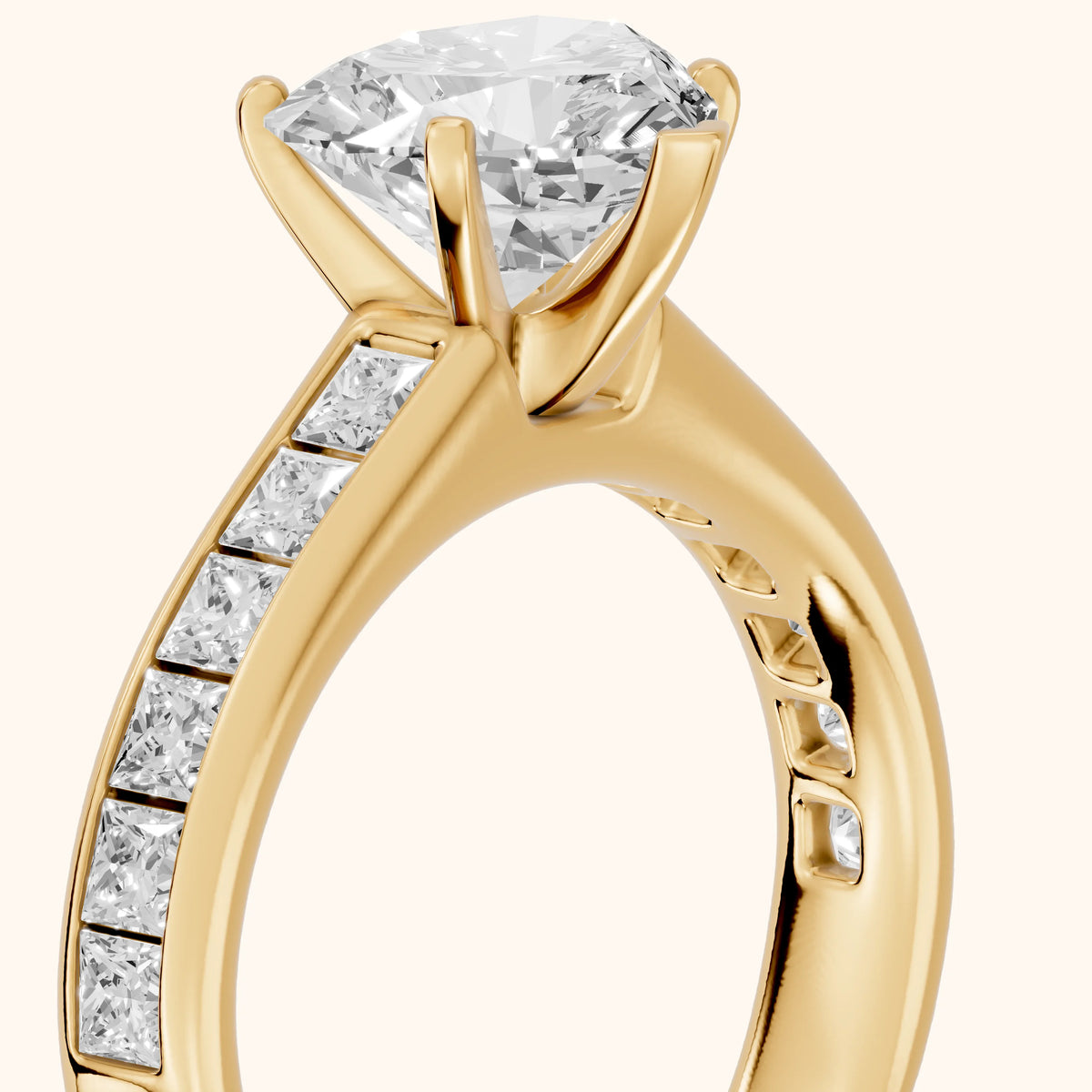 Frisco Channel Set Heart Diamond Engagement Ring in Yellow Gold - slant-view.webp