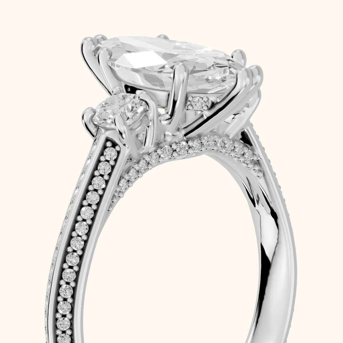 Aspen Three-Stone Knife Edge Marquise Diamond Engagement Ring in White Gold - slant-view.webp