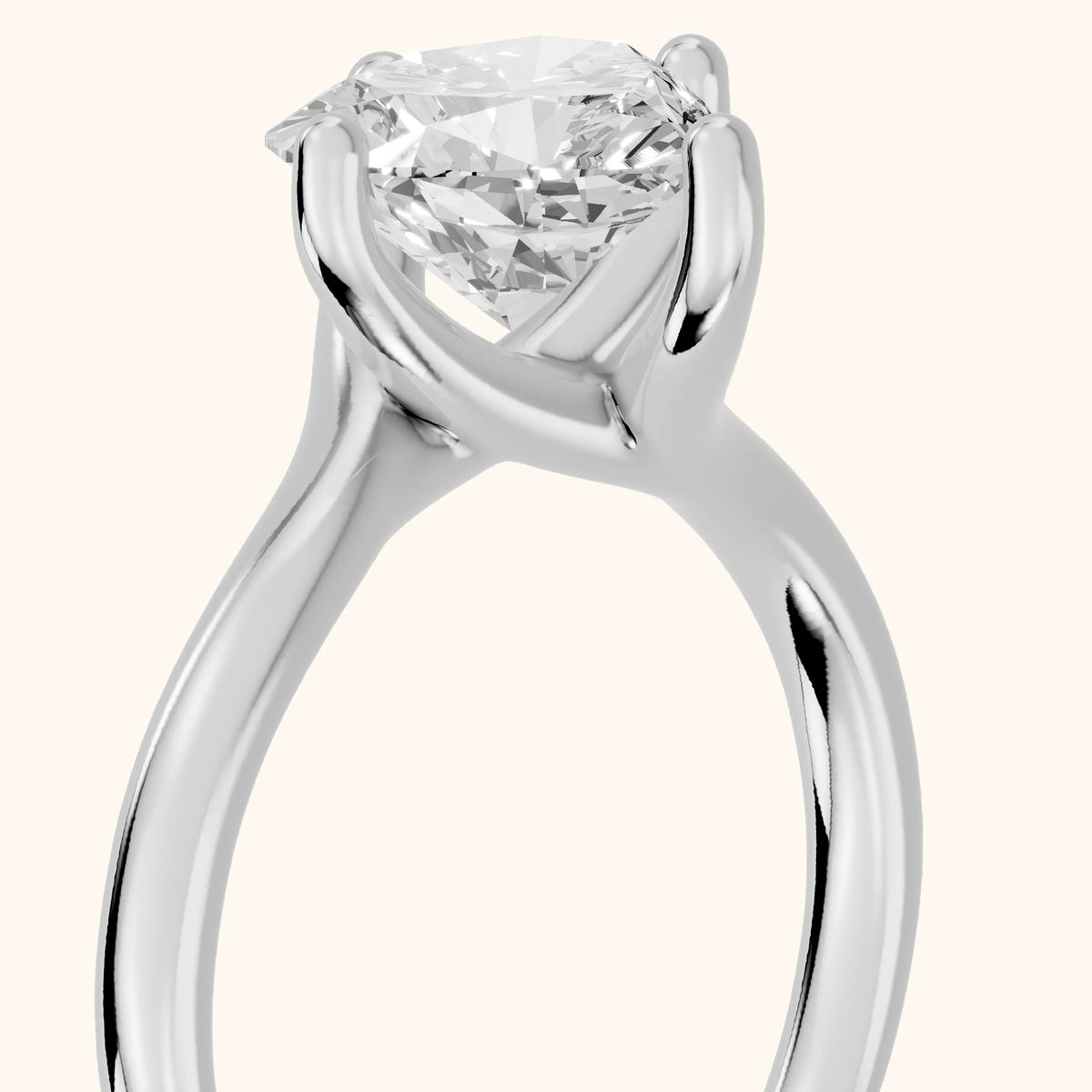 Clio Bypass Solitaire Heart Diamond Engagement Ring in Platinum - slant-view.webp
