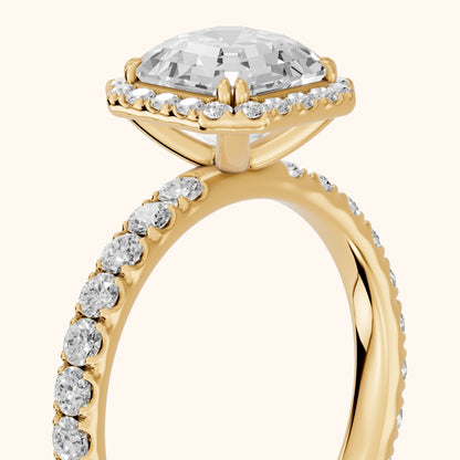 Chloe Halo Pavé Asscher Diamond Ring in Yellow Gold - slant-view.webp