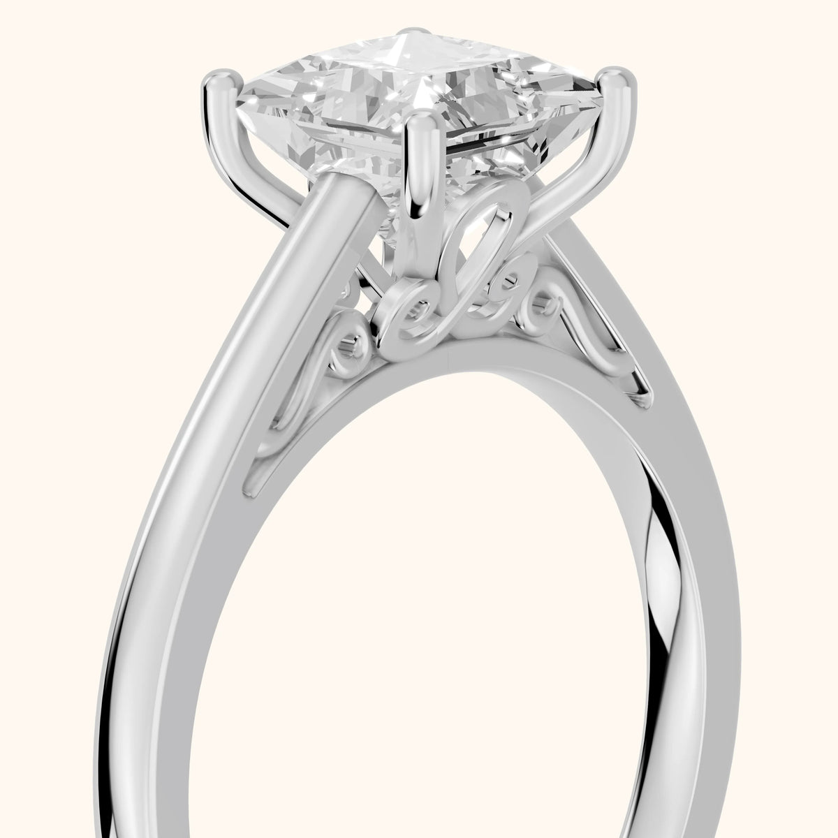 Iris Vintage Princess Diamond Engagement Ring in Platinum - slant-view.webp