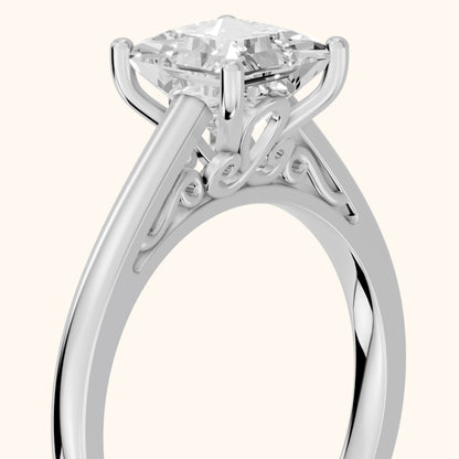 Iris Vintage Princess Diamond Engagement Ring in Platinum - slant-view.webp