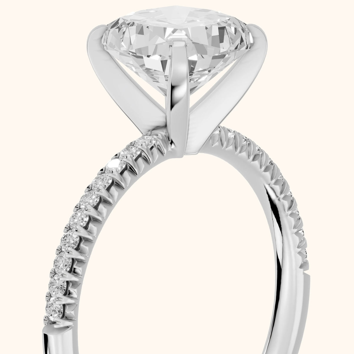 Ariel French Pavé Cushion Diamond Engagement Ring in Silver - slant-view.webp