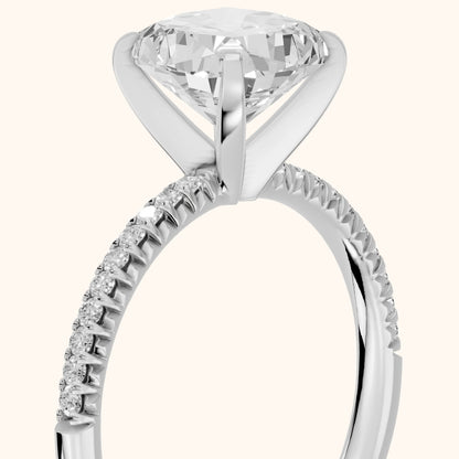 Ariel French Pavé Cushion Diamond Engagement Ring in Silver - slant-view.webp