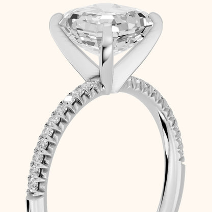 Ariel French Pavé Asscher Diamond Engagement Ring in Silver - slant-view.webp