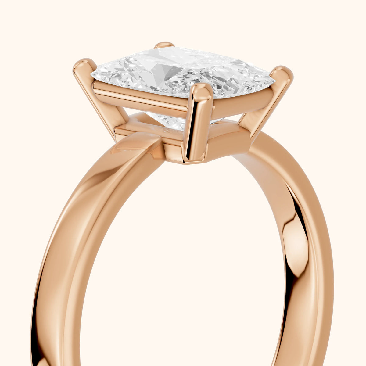 Delia Solitaire Radiant Diamond Engagement Ring in Rose Gold - slant-view.webp