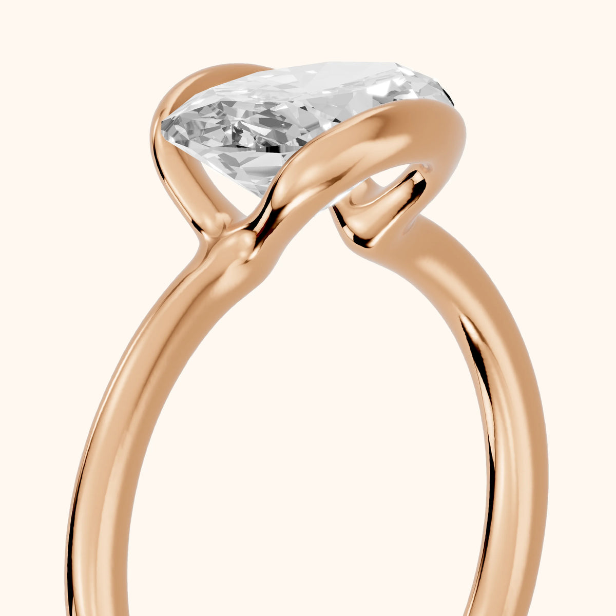 Mathilde East-West Half Bezel Oval Diamond Engagement Ring in Rose Gold - slant-view.webp