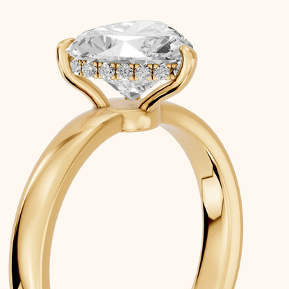 Lara Hidden Halo Heart Diamond Engagement Ring in Yellow Gold - slant-view.webp
