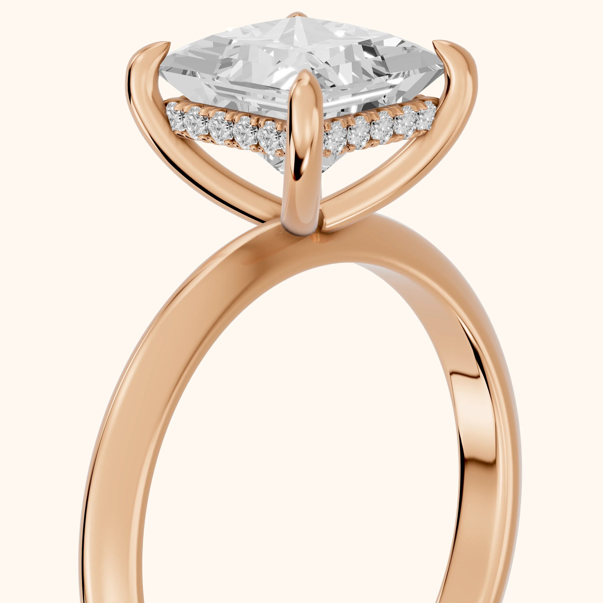 Amaya Hidden Halo Princess Diamond Ring in Rose Gold - slant-view.webp