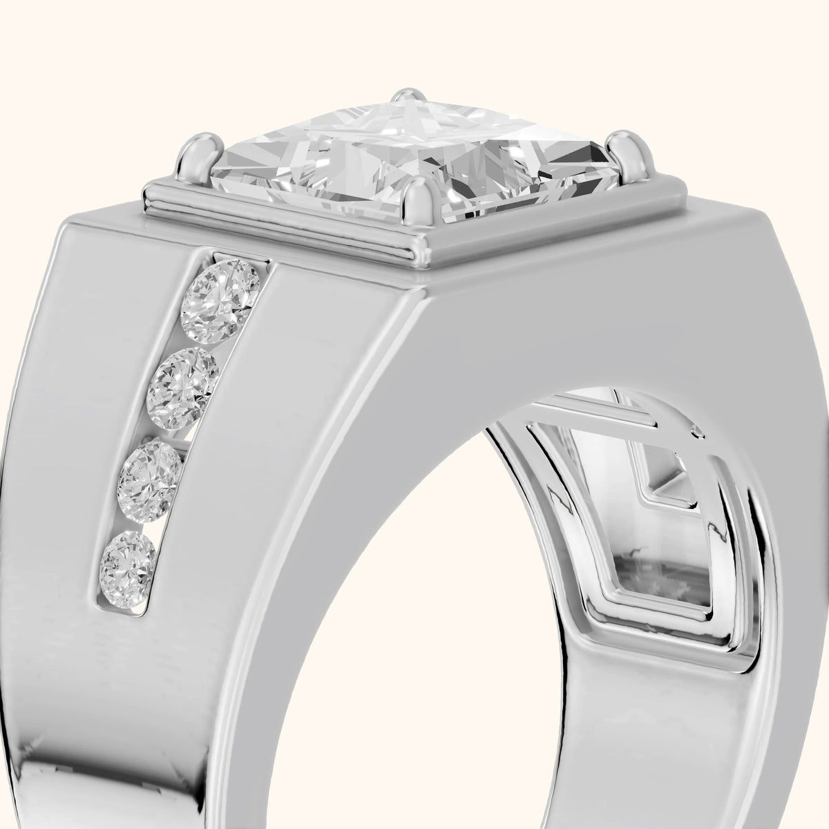Orem Wide Band Channel Set Princess Diamond Engagement Ring in White Gold - slant-view.webp