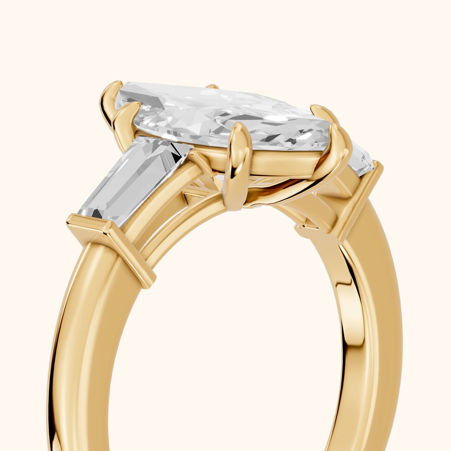 Zelda Tapered Baguette Marquise Diamond Engagement Ring in Yellow Gold - slant-view.webp