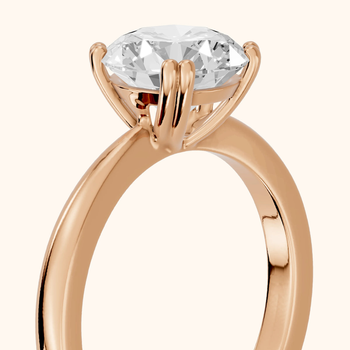 Lorelei Solitaire Round Diamond Engagement Ring in Rose Gold - slant-view.webp