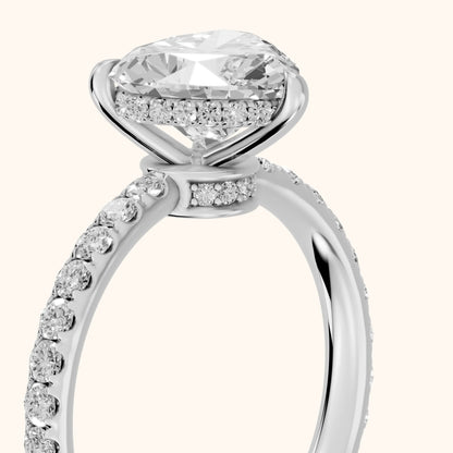 Thea Hidden Halo Pavé Heart Diamond Engagement Ring in White Gold - slant-view.webp