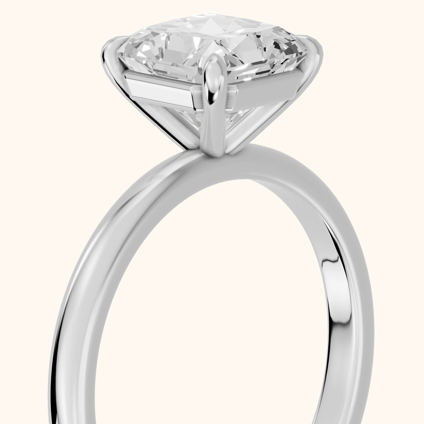 Lyla Petite Solitaire Radiant Diamond Engagement Ring in Silver - slant-view.webp