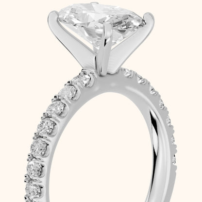 Elara Scalloped Pavé Oval Diamond Engagement Ring in Silver - slant-view.webp