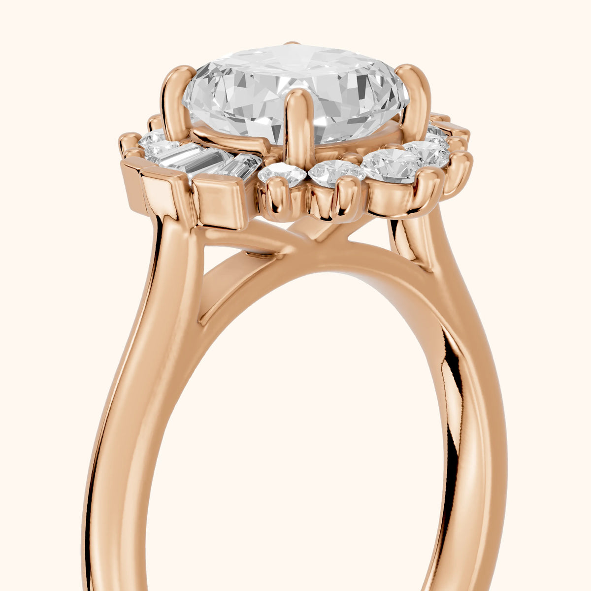 Marlow Ballerina Halo Cushion Diamond Engagement Ring in Rose Gold - slant-view.webp